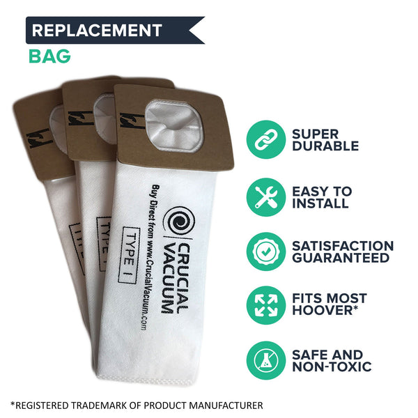 3pk Replacement Q & 3 I Vacuum Bags, Fits Hoover, Compatible with Part AH10000 & AH10005
