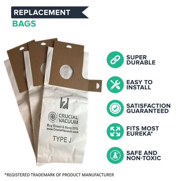 9pk Replacement J Bags, Fits Eureka, Compatible with Part 61515C-6