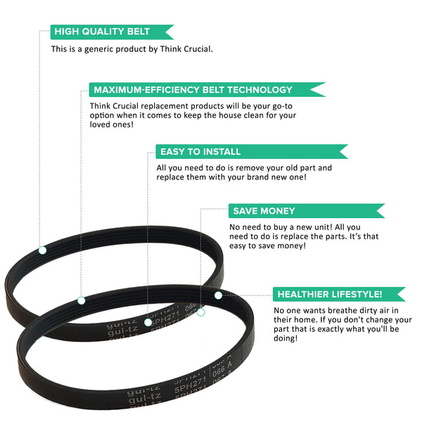 2pk Replacement Belts, Fit LG Kompressor LuV200R, Compatible with Part MAS61843401