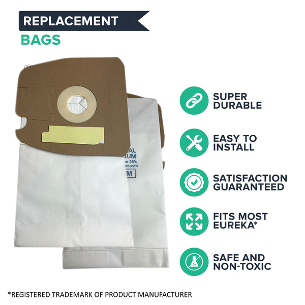 Crucial Vacuum Replacement Vac Bags Part # 60295, 60296, 60297 - Compatible With Eurkea Fits Eureka MM Bags Fit Mighty Mite & Sanitaire Vacuums Bag - Compact Disposable Vac Bags For Home (9 Pack)