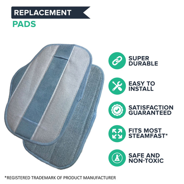 2PK Replacement Mop Pads Part # A275-020, Compatible with SteamFast, 12.7 in X 7 in X 0.1 in, Fits Models SF275 & SF370