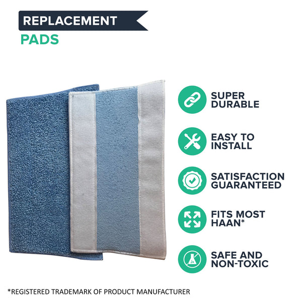 4pk Replacement Steam Mop Pads, Fits HAAN, Washable & Reusable, Compatible with Part RMF2, RMF2P, RMF2X, RMF4X, RMF4 & RMF-4