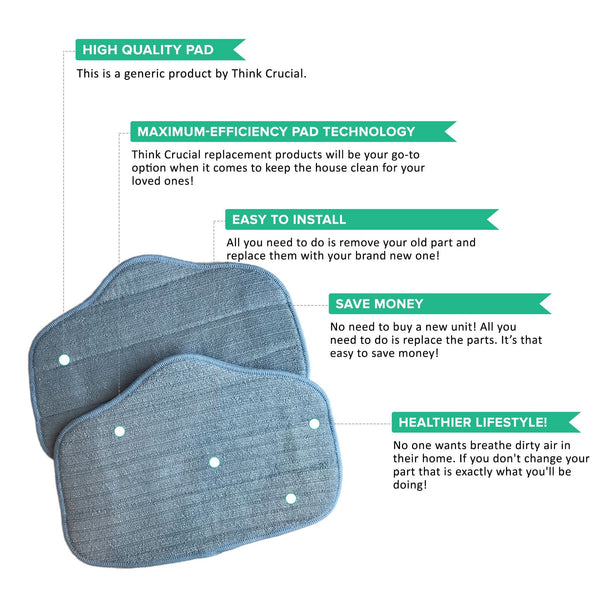 2PK Replacement Mop Pads Part # A275-020, Compatible with SteamFast, 12.7 in X 7 in X 0.1 in, Fits Models SF275 & SF370