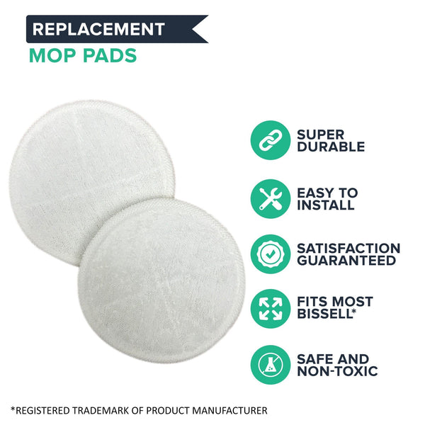 Think Crucial Replacement Mop Pads - Compatible with Bissell Spinwave Mop Pad Heads Parts - Perfect For Models 13122, 13129, 13151, 13139 - Home, Office Use - Pair with Part #2124