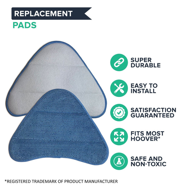 Crucial Vacuum Replacement Mop Pads Part # WH01000 - Compatible with Hoover - Fits Hoover Steam Pads Fit WH20200, WH20300 Steam Mops - Washable, Reusable Part, Models For Home, Office Use