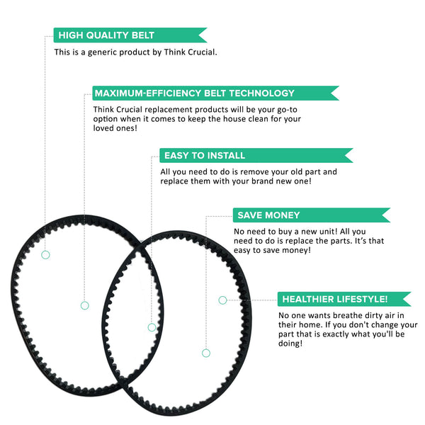 Crucial Vacuum 4 Replacements Compatible with Shark Belts Fit NV350, HV400 & NV500 Series (4 Pack)