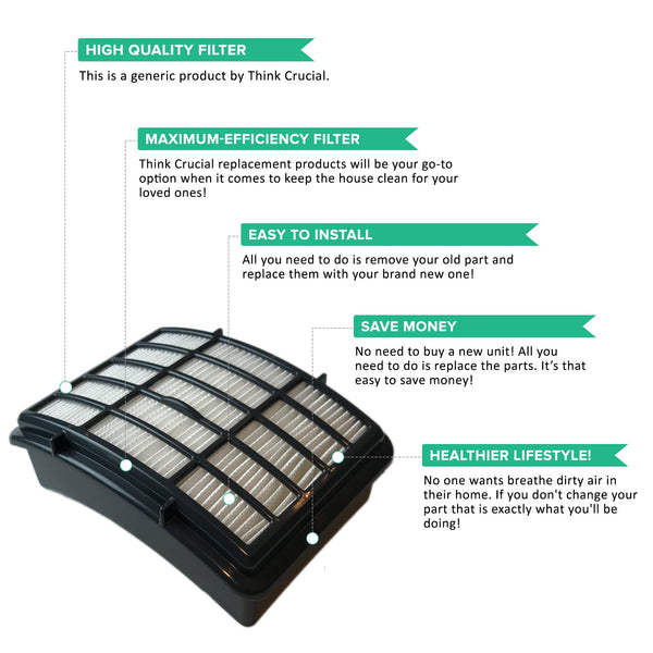 2pk Replacement HEPA Style Post Motor Filters, Fits Shark NV350 Navigator Lift-Away Series, Compatible with Part XHF350