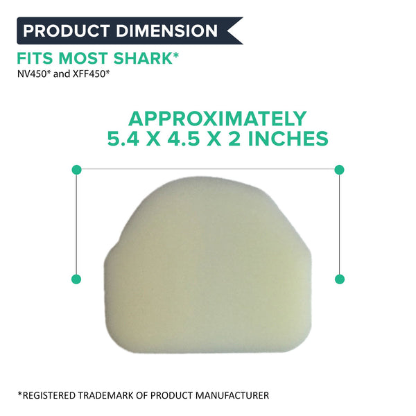 Replacement 2 Foam & 2 Felt Filters, Fits Shark NV450 Series, Compatible with Part XFF450