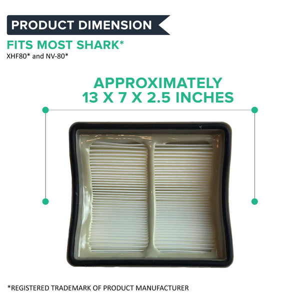 Crucial Vacuum Filter Replacement Parts - Compatible with Shark Part # XHF80 - Fits Navigator Air Filters Models NV70, NV71, NV80, NV90, NV95, NVC80C, UV420 - HEPA Style Filters- Bulk Pack (2 Pack)