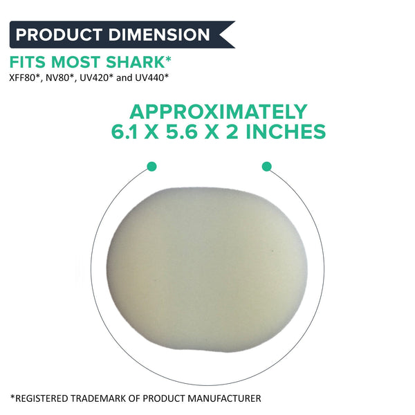 Crucial Vacuum Foam Filter Replacement- Compatible With Shark Foam, Felt Pre-Filters - Part # XFF80 - Models NV200, NV200C, NV200Q, NV201, NV202, NV202C, NV450, NV451, NV472, NV480 - Washable