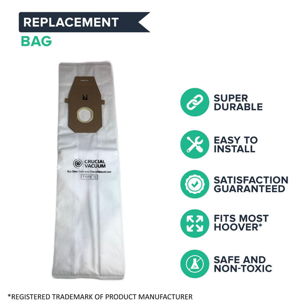 Replacement Q Vacuum Bags, Fits Hoover, Compatible with Part AH10000