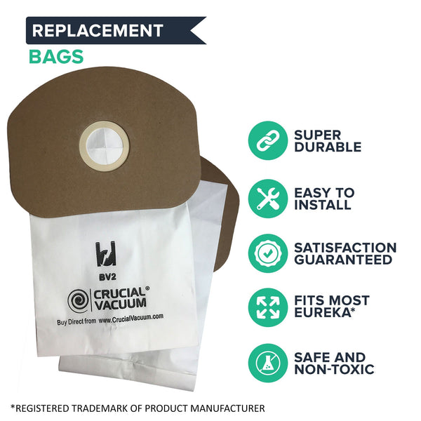 Replacement Bags, Fits Eureka BV-2 (BV2) Sanitaire, Compatible with Part 62370