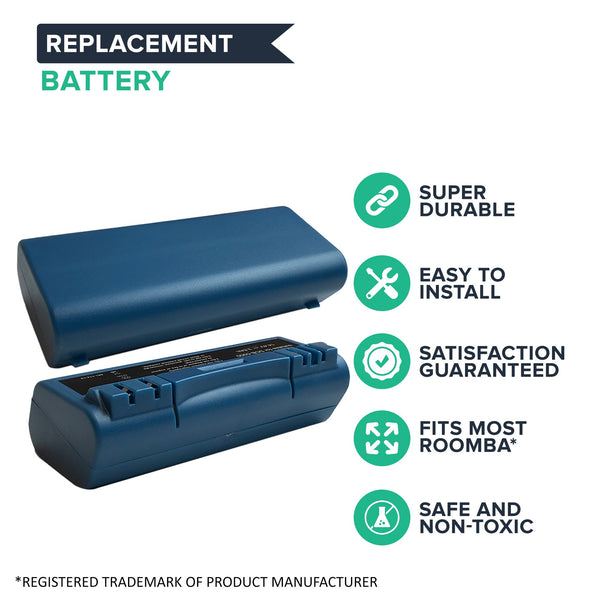 2pk Replacement Batteries, Voltage: 14.4V, Capacity: 3500mAh, Fits iRobot Scooba 5900