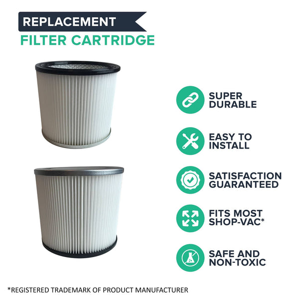 Think Crucial Replacement Air Filter Compatible with Shop-Vac Vacuum Cartridge Filter Parts # 88-2340-02, 90304 & 9039800, Fits Shop-Vac¨ 5-Gallon+ Wet/Dry Vacuum Model