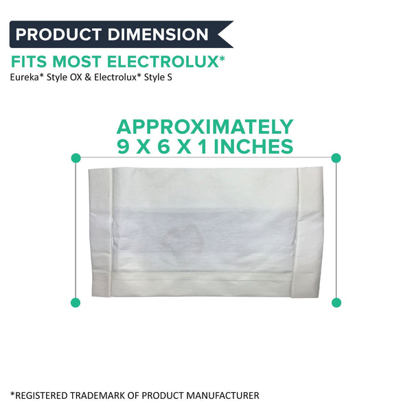 Replacement Paper Bags, Fits Eureka Style OX & Electrolux Style S, Compatible with Part 61230