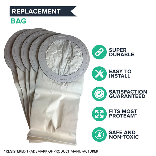 10pk Replacement 10 Quart Vacuum Bags, Fits ProTeam Super CoachVac & Aggressor II, Compatible with Part 100331