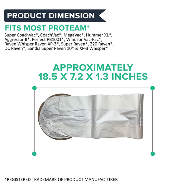 10pk Replacement 10 Quart Vacuum Bags, Fits ProTeam Super CoachVac & Aggressor II, Compatible with Part 100331