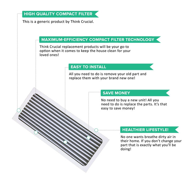 Crucial Air Filter Replacement Parts Compatible With Hamilton Beach True Air Part # 990051000 - Fits Vacuum Models 04383, 04384, 04385 - HEPA Style Filters Capture Mites, Pollen, Household Dust - Bulk (2 Pack)