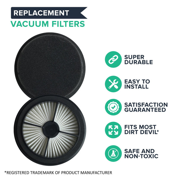 4pk Replacement F44 Pre Motor Filters & Foam Cartridges, Fits, Dirt Devil, Compatible with Part 304019001