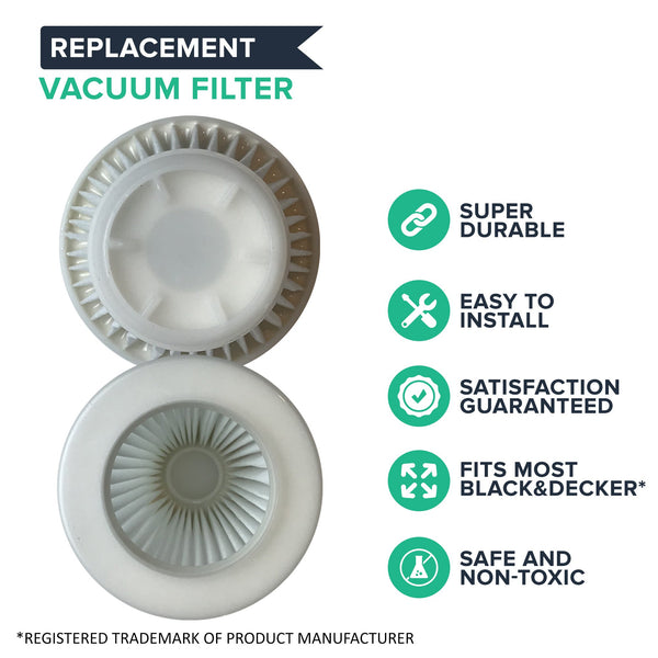 4pk Replacement Vacuum Filters, Fits Black & Decker Pivot, Reusable, Compatible with Part PVF100