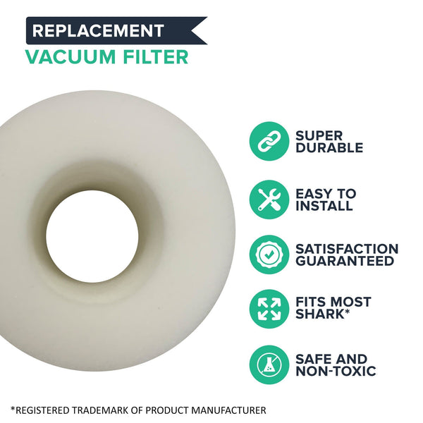 Crucial Air Replacement Vacuum Post Filter And Foam Felt Kit, Compatible with Shark Vacuum Parts XHF650, XFF650, Models APEX AZ1002 DuoClean NV835 Vacuums NV650, NV835, HEPA Style (3 Pack)