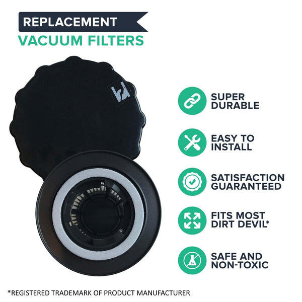 4pk Replacement F3 HEPA Style Filters, Fits Dirt Devil, Washable & Reusable, Compatible with Part 3-250435-001