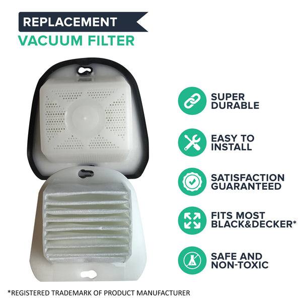 4pk Replacement VF20 Filter & Cover Kits, Fits Black & Decker Dustbuster, Compatible with Part 499739-00