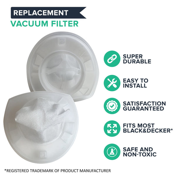 2pk Replacement Vacuum Filters, Fits Black & Decker DustBuster, Reusable, Compatible with Part VF110