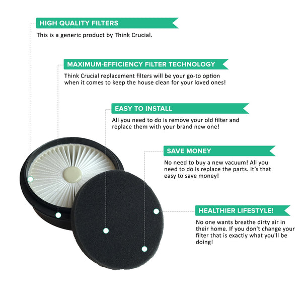 4pk Replacement F44 Pre Motor Filters & Foam Cartridges, Fits, Dirt Devil, Compatible with Part 304019001
