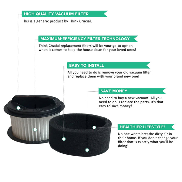Crucial Vacuum Replacement Vacuum Filters - Compatible with Bissell Inner and Outer Filter Part 203-7593 - Ideal For Easy Vac Models 23T7, 23T74, 23T7E, 23T7F