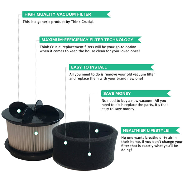 2pk Replacement HEPA Style & Foam Filters Styles 9, 10 & 12, Fits Bissell Cleanview & More, Compatible with Part 32R9, 32065, 203-1183 & 203-1464