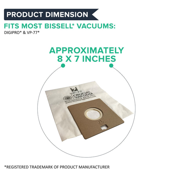 20pk Replacement VP-77 Vacuum Bags, Fits Bissell DigiPro, Propartner & More, Compatible with Part 203-2026, 32023 & 32115