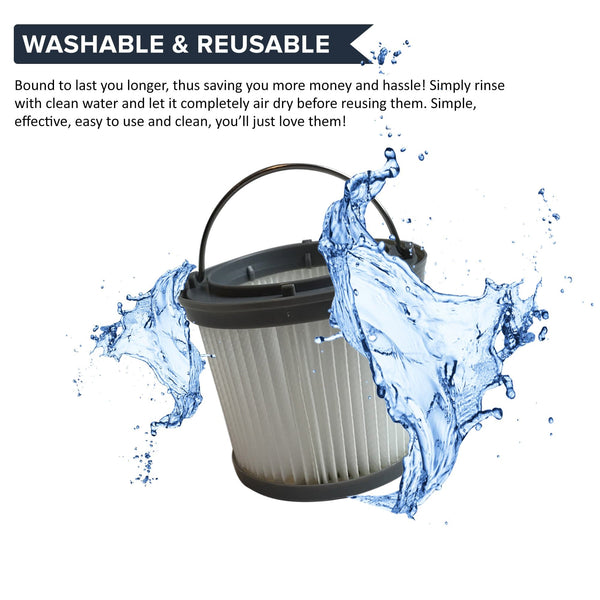 Think Crucial Replacement Vacuum Filters Compatible With Black & Decker Vacuums, Washable and Reusable Filter Part - Parts #VF100, VF100H - Fits Model PVF110, PHV1210, and PHV1810