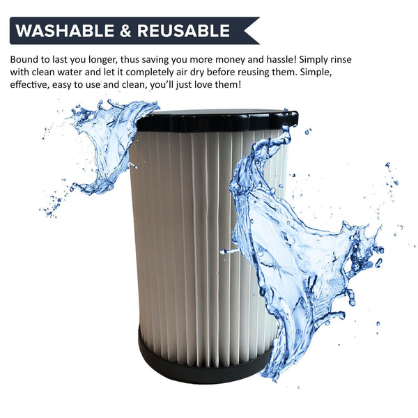 Think Crucial Replacement Vacuum Filters - Dirt Devil F3 Vacuum Filter - 7.2 Inches Tall HEPA Style Part, Washable and Reusable - Pair with Parts #3250435001 Model
