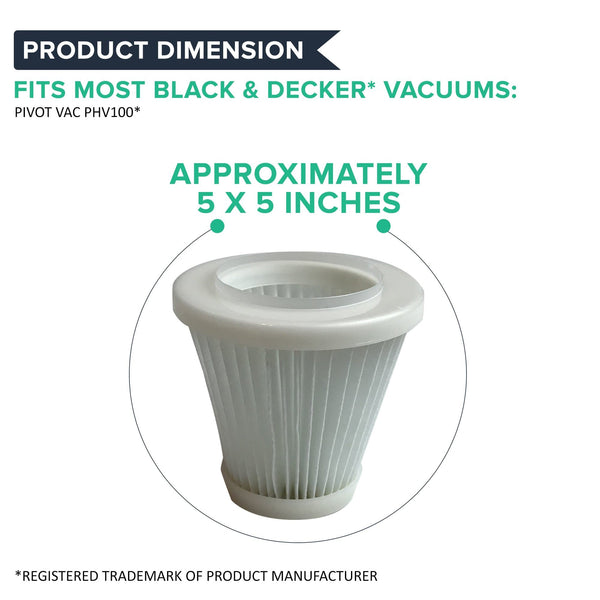 Think Crucial Replacement Vacuum Filters Compatible with Black and Decker Pivot Vac Filter Part - Washable, Reusable with Vacuums Parts PVF100, 514723900, Fits Model PHV1800, PHV1800CB