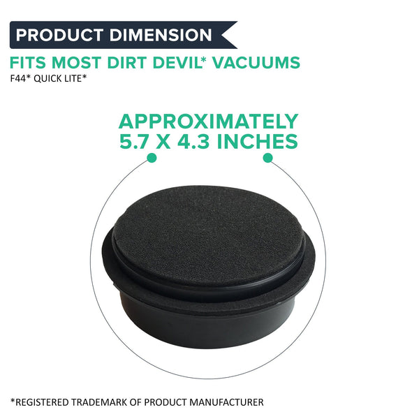 Crucial Vacuum Replacement Vacuum Filters-Compatible with Dirt Devil Style 44 - Allergen Pre-Motor with Foam Air Filter Parts-Pair Part 304019001,3-04019-001-Models UD20015, UD20020, UD20025