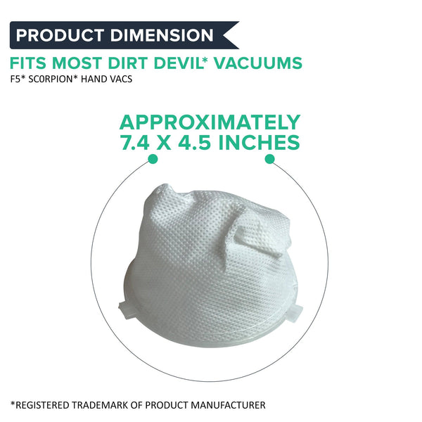 Crucial Vacuum Replacement F5 Filters with Base, Compatible with Dirt Devil F5 Hand Vac Filters with Base, Fits Dirt Devil Scorpion Hand Vacs, HEPA Style, Part 3DEA950001