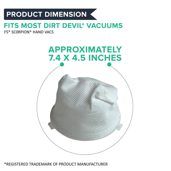 Crucial Vacuum Replacement F5 Filters with Base, Compatible with Dirt Devil F5 Hand Vac Filters with Base, Fits Dirt Devil Scorpion Hand Vacs, HEPA Style, Part 3DEA950001 (4 Pack)
