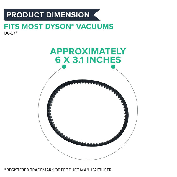 6pk Replacement 10mm Vacuum Belts, Fits Dyson DC17, Compatible with Part 911710-01