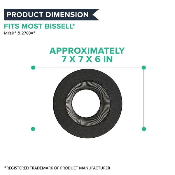 3-in-1 HEPA Style Air Purifier Filter Replacement Compatible with Bissell Personal Air Purifier 2780A, MYair, Compared to Part 2801