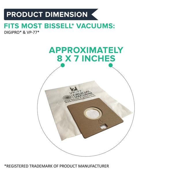 10pk Replacement Vacuum Bags, Fits VP-77 Bissell, Compatible with Part 203-2026, 32023 & 32115