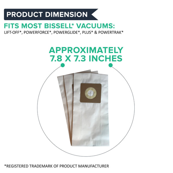 12pk Replacement Paper Vacuum Bags, Fit Bissell Style 1, 4 & 7, Compatible with Part 30861
