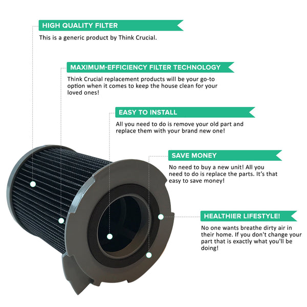 2pk Replacement Filters, Fits Hoover Windtunnel Bagless Canister, Washable & Reusable, Compatible with Part 59134033